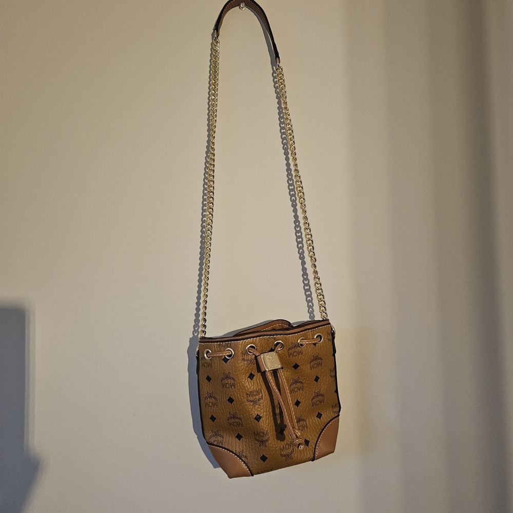 MCM Soft Berlin Visetos Monogram Drawstring Leather Bucket Bag Crossbody‎ Mini - Picture 14 of 14